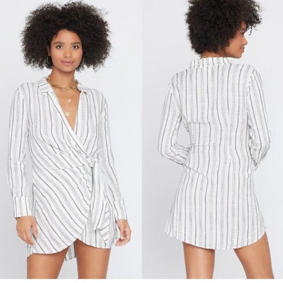 l*space White Black Striped Daydream Tunic Dress Wrap InTheColor Summer XS/TP - Picture 4 of 16
